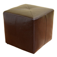 Baxton Studio Bonded Leather Square Ottoman Dark Brown ST-20-brown-ottoman